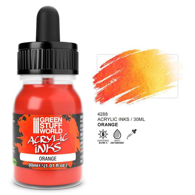 Acrylic Inks Opaque - Orange 30ml