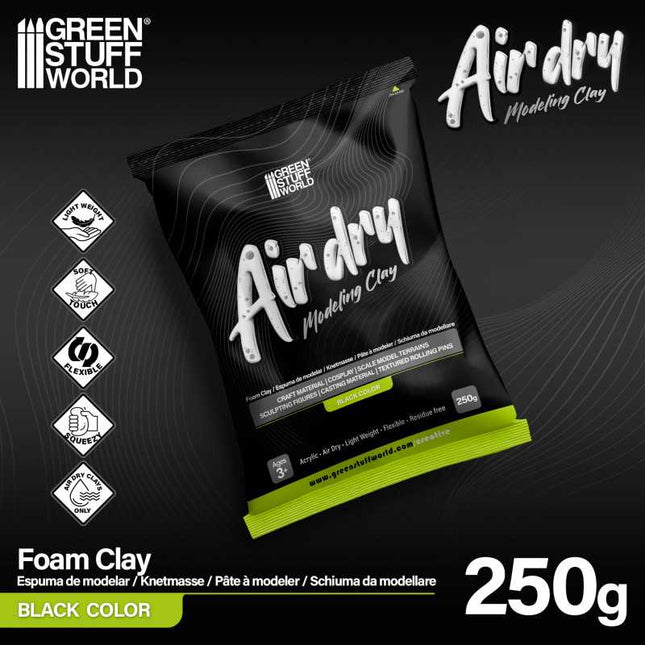 Air Dry Modeling Foam Clay Black (250gr)