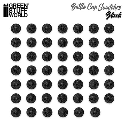 Black Bottle Cap Swatches (pack 48 toppers)