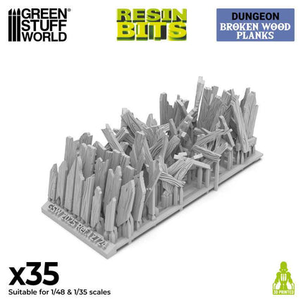 3D Printed - Fantasy - Broken Wood Planks 1:48/1:35