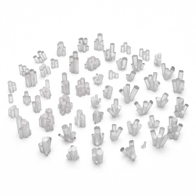 3D Printed Clear Prismatic Quartz Crystals