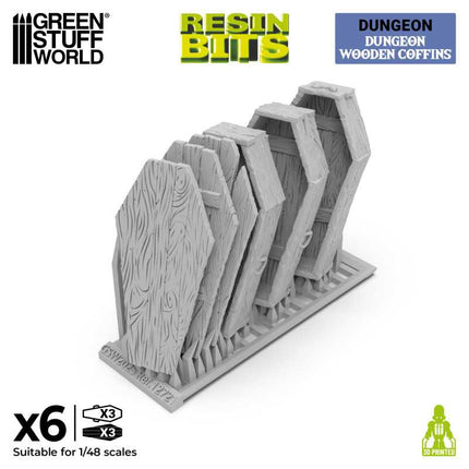 3D Printed - Fantasy - Dungeon Wooden Coffins 1:48