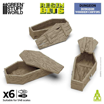3D Printed - Fantasy - Dungeon Wooden Coffins 1:48