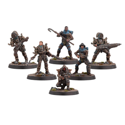Fallout Miniaturen Raiders Trappers, gedetailleerde miniatuurfiguren uit de Fallout-collectie van Modiphius Entertainment.