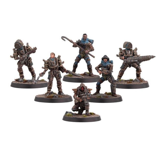 Fallout Miniaturen Raiders Trappers, gedetailleerde miniatuurfiguren uit de Fallout-collectie van Modiphius Entertainment.