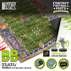 Neopreen Fantasy Football Bloodgrass Pitch van GreenStuffWorld, 95x80cm, met gedetailleerd Bloodgrass-ontwerp voor spelmaterialen