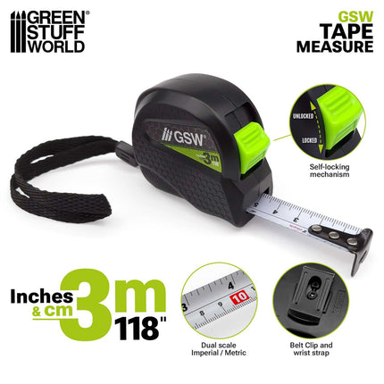 Tape measure centimers & inches (3m)