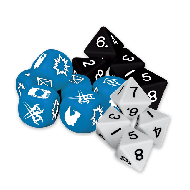 Halo: Flashpoint Dice Booster Faction pack met kleurrijke speelstukken en faction symbolen voor Halo: Flashpoint bordspel.