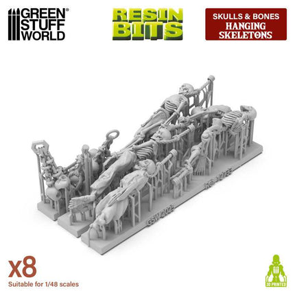 3D Printed - Skulls & Bones - Hanging Skeletons 1:48