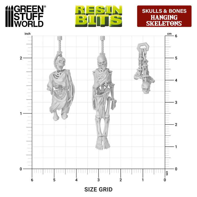 3D Printed - Skulls & Bones - Hanging Skeletons 1:48