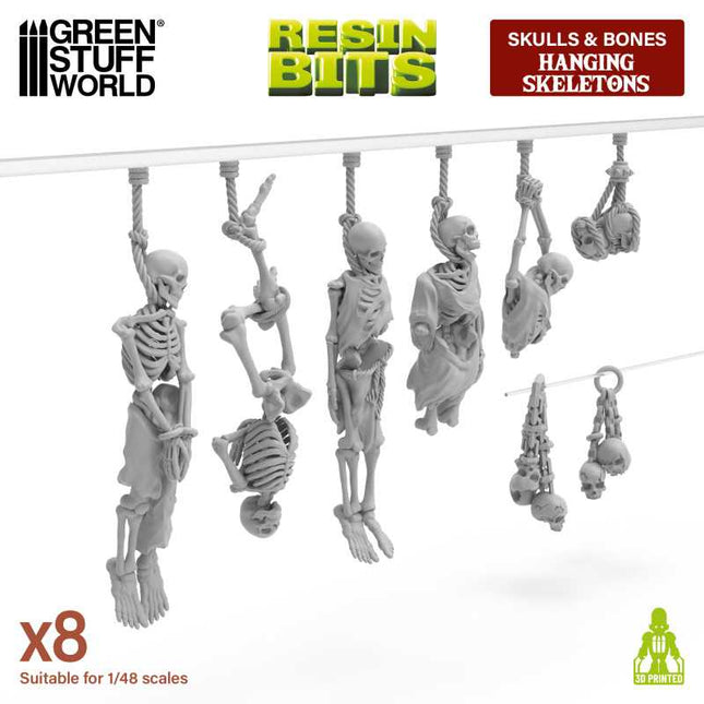 3D Printed - Skulls & Bones - Hanging Skeletons 1:48