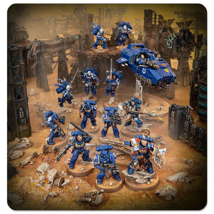 Warhammer 40.000 starterset met Space Marines, inclusief miniaturen en instructies voor beginners, klaar voor het bouwen en schilderen