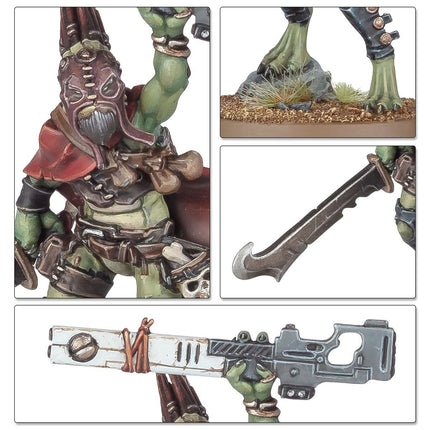 Kroot Farstalkers van T'au Empire, Xenos eenheden uit Warhammer 40.000, gedetailleerde miniatuurfiguren op basis van de afbeelding