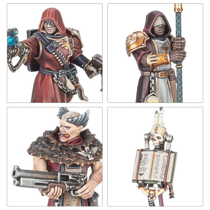 Inquisitieve agenten uit Kill Team, gedetailleerde miniaturen in zwart en wit, klaar voor strategische gevechten.