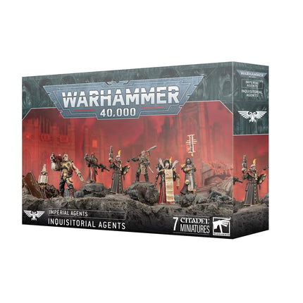 Inquisitieve agenten uit Kill Team, gedetailleerde miniatuurfiguren voor bordspel, met wapens en in uniforme uitrusting