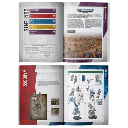 Warhammer 40.000 starterset met Orks, inclusief miniaturen, handleiding en accessoires voor beginnende spelers.