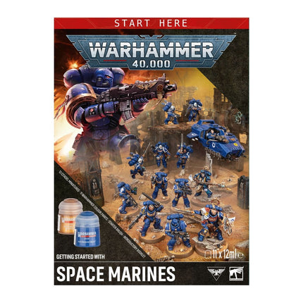 Warhammer 40.000 starterset met Space Marines, inclusief miniaturen en accessoires voor beginners in tabletop gaming
