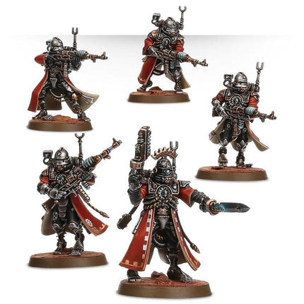 Adeptus Mechanicus Skitarii Vanguard model van Warhammer 40.000 voor het Imperium, gedetailleerd en in gevechtsuitrusting.