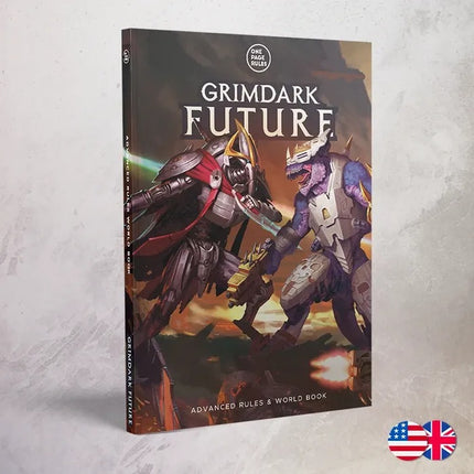 Opr's Grimdark Future Advanced Regels en Wereldboek, een regelboek voor strategisch futuristisch bordspel, door OnePageRules.