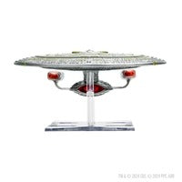 Star Trek USS Enterprise D uitbreidingsset van Star Trek, gedetailleerde schaalmodel van het ruimteschip op een witte achtergrond