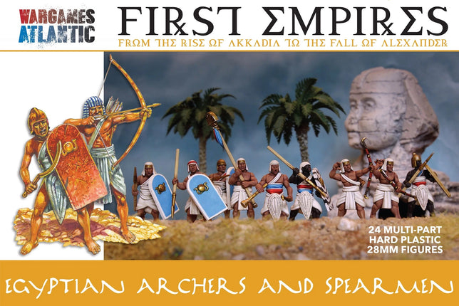 Egyptische boogschutters en speerwerpers miniaturen van Wargames Atlantic, gedetailleerde modellen voor tabletop oorlogsspellen