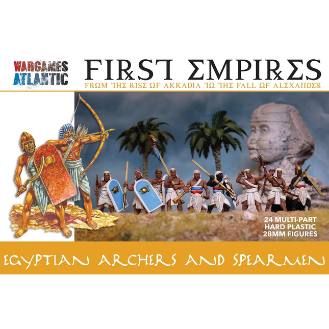 Egyptische boogschutters en speerwerpers miniaturen van Wargames Atlantic, gedetailleerde modellen voor tabletop oorlogsspellen