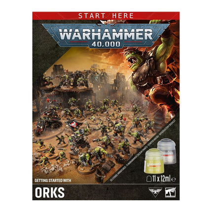 Warhammer 40.000 starterset met Orks, inclusief miniaturen en accessoires voor beginners, door Warhammer 40.000.