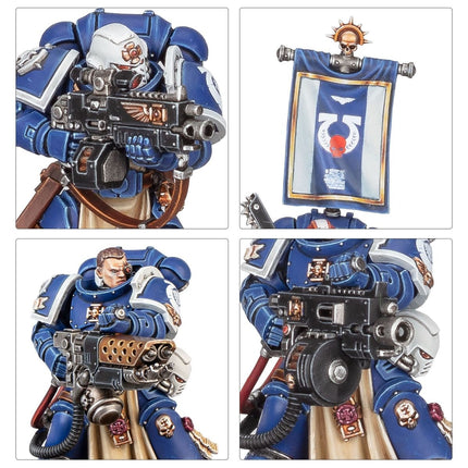 Space Marines Sternguard Veteran squad van Warhammer 40.000 in gedetailleerde aanvalspose met wapens en armor.