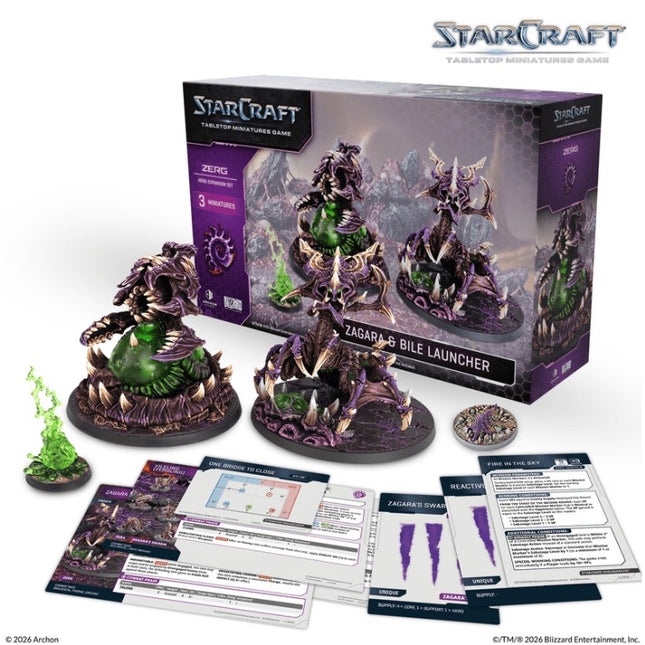 StarCraft Zagara en Bile Launcher uitbreidingsset, Zerg heldenfiguren en accessoires, gedetailleerde miniaturen en speelbare onderdelen