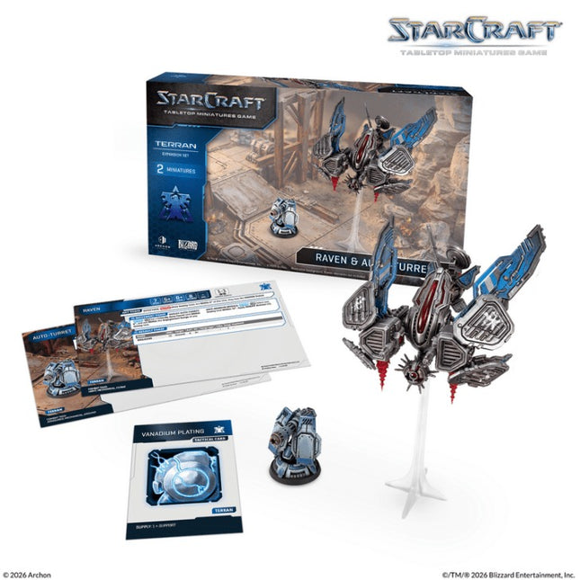 StarCraft Terran Raven uitbreidingsset, gedetailleerde afbeelding van het uitbreidingsproduct voor het strategische bordspel
