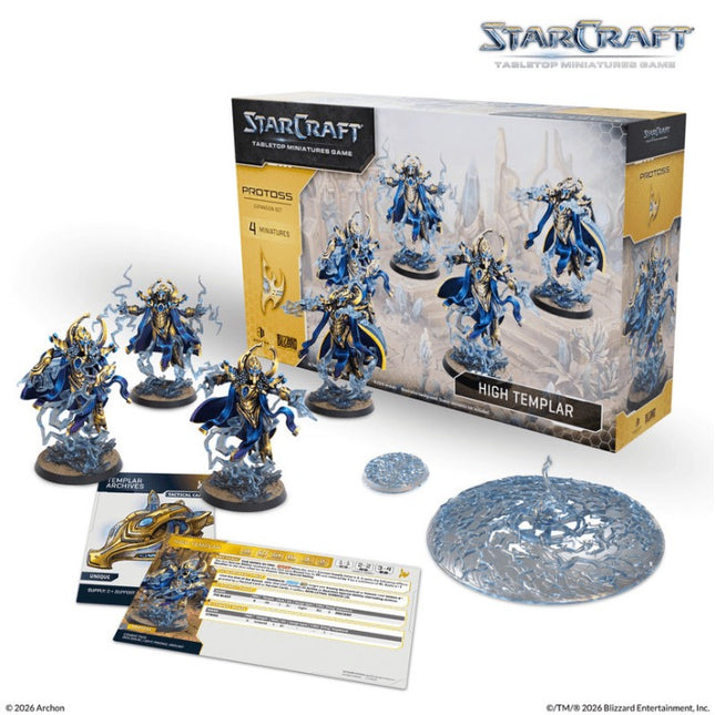 StarCraft High Templar Protoss expansieset, gedetailleerde miniatuur van de karakter met staf en kleurrijke details.