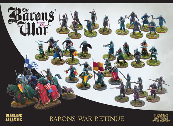 Uitbreidingsbox 'The Barons' War Retinue' van Barons War met miniaturen en speelmateriaal voor bordspellen