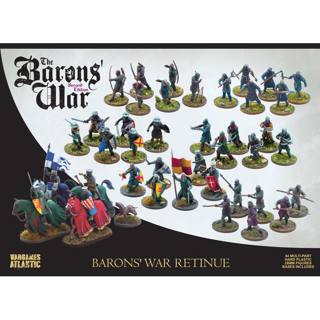 Uitbreidingsbox 'The Barons' War Retinue' van Barons War met miniaturen en speelmateriaal voor bordspellen