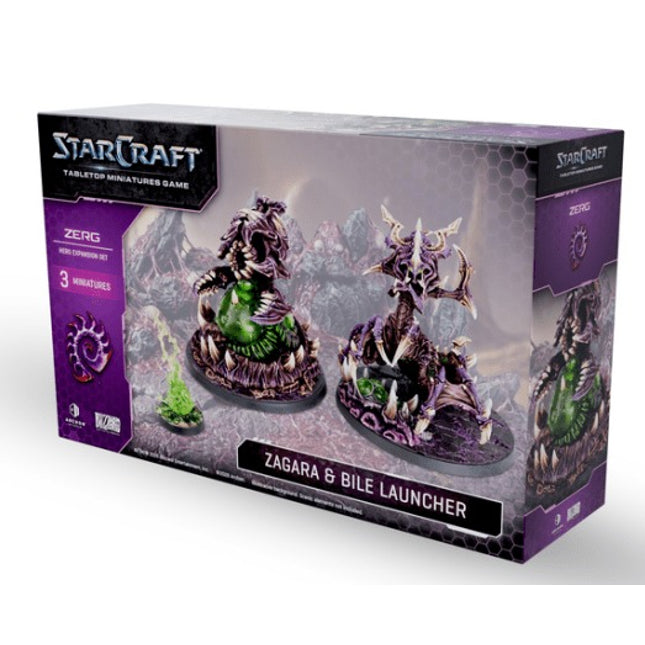 Uitbreidingsset voor StarCraft met Zagara en Bile Launcher Zerg helden, gedetailleerde miniaturen en spelonderdelen.