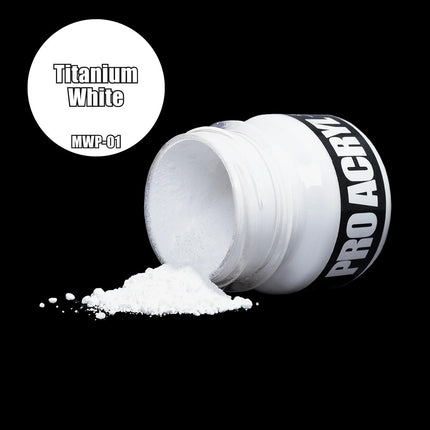 Pro Acryl WEATHERING PIGMENTS 01 Titanium White verfverpakking met label, geschikt voor creatieve schilderprojecten