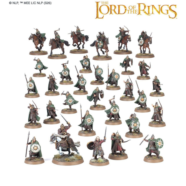 Middle Earth SBG Rohan Battlehost met miniaturen van Rohan-troepen en strijdwagens, gedetailleerde fantasy-figuren voor bordspellen