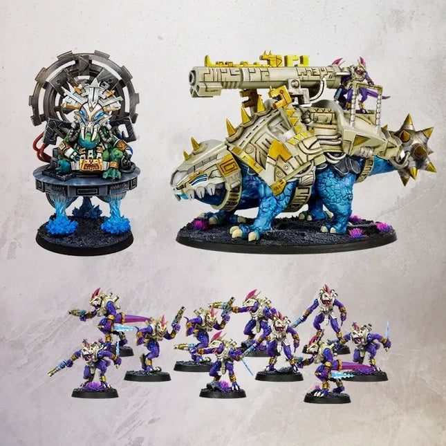 Uitbreiding voor Grimdark Future Saurian Starhost Vanguard van OnePageRules, miniaturen en speelmateriaal op foto