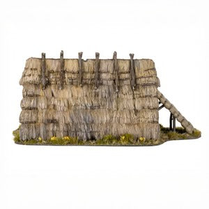 Miniatuur Dark Age Huts van Victrix, gedetailleerde houten hutten voor fantasy en historische diorama's.
