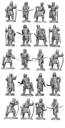 Miniaturen van Dark Age boogschutters en slingeraars van Victrix, gedetailleerde figuren voor historisch oorlogsspel