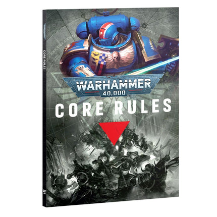 Warhammer 40.000 starterset met regelsboek en miniaturen voor beginners, inclusief Warhammer 40.000 branding.