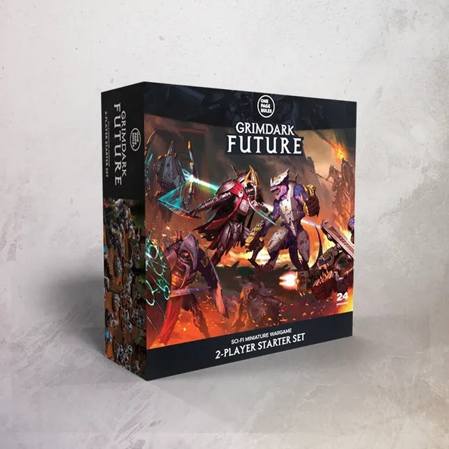 OPR's Grimdark Future Broken starterset met miniaturen en regels voor futuristische bordspellen, door OnePageRules.