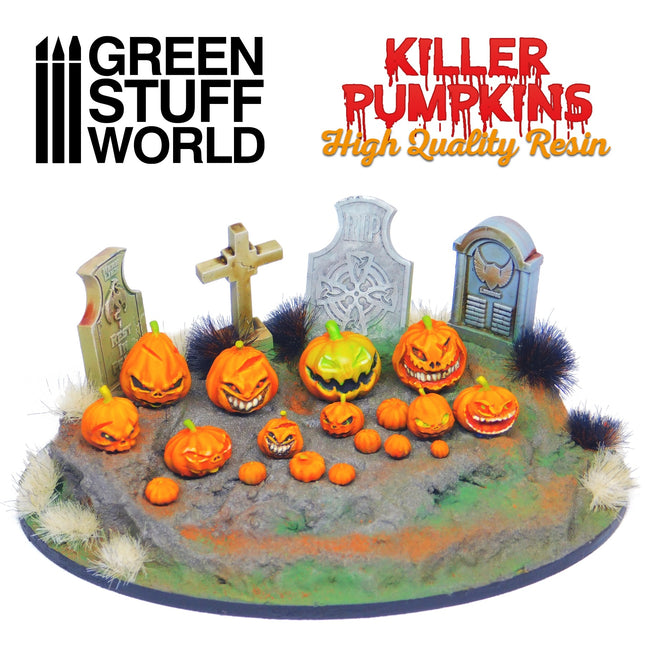 3D geprinte set met griezelige pompoenen van GreenStuffWorld, gedetailleerd ontworpen voor creatieve projecten.