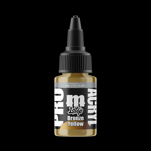 Pro Acryl 1-Step Bronze Yellow verf in een open pot, heldere gele en bronzen tint, geschikt voor artistiek schilderen