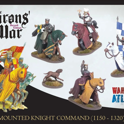 Wargames Atlantic Miniatuur van een ruitercommandant op paard, zwart-wit afbeelding van een gedetailleerde miniatuur voor oorlogsspel.