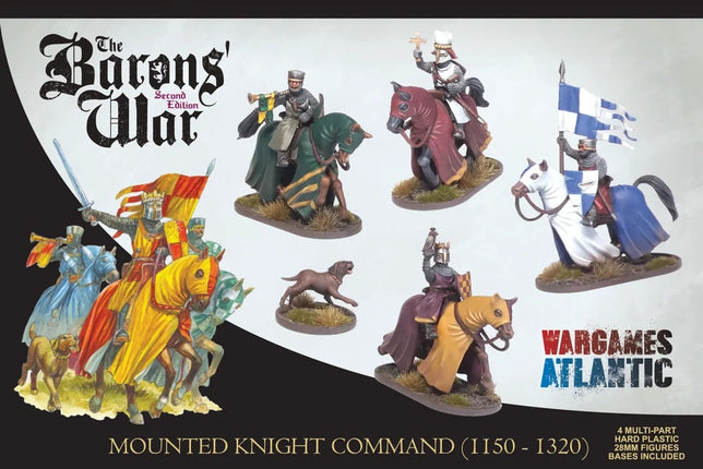 Wargames Atlantic Miniatuur van een ruitercommandant op paard, zwart-wit afbeelding van een gedetailleerde miniatuur voor oorlogsspel.