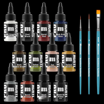 Pro Acryl Intro set - 12 colours&3 brushes