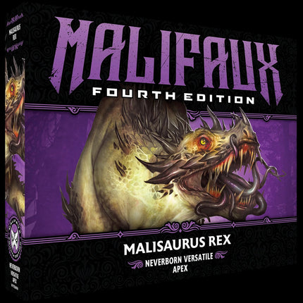 Malifaux 4e - Malisaurus Rex tabletop game model, gedetailleerde miniatuur van een dinosaurussaurus voor bordspel.