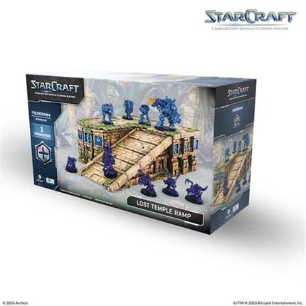 StarCraft Lost Temple Ramp Terrain-uitbreiding, gedetailleerd spelonderdeel voor tafeltennisspellen en miniaturen, zwart en groen ontwerp