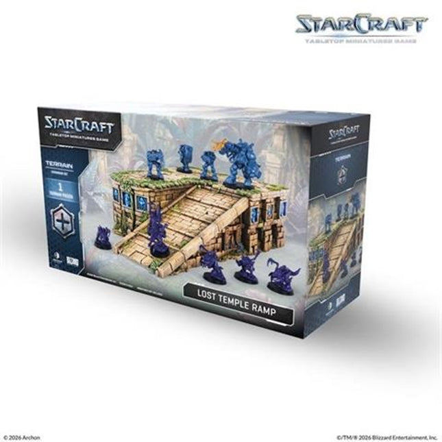 StarCraft Lost Temple Ramp Terrain-uitbreiding, gedetailleerd spelonderdeel voor tafeltennisspellen en miniaturen, zwart en groen ontwerp