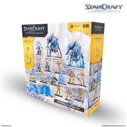 StarCraft Protoss starterset met miniaturen en speelmaterialen voor bordspel, inclusief Protoss-figuren en spelonderdelen